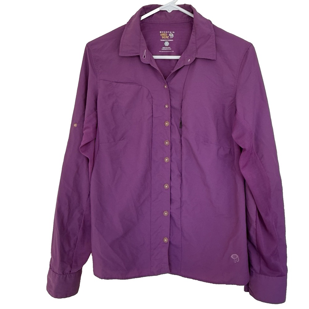 Mountain Hardwear Women Button Top 6 Purple Long Sleeve Outdoor Hike Camp Travel